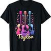 Girl Retro Taylor First Name Personalized Groovy 80's Guitar T-Shirt