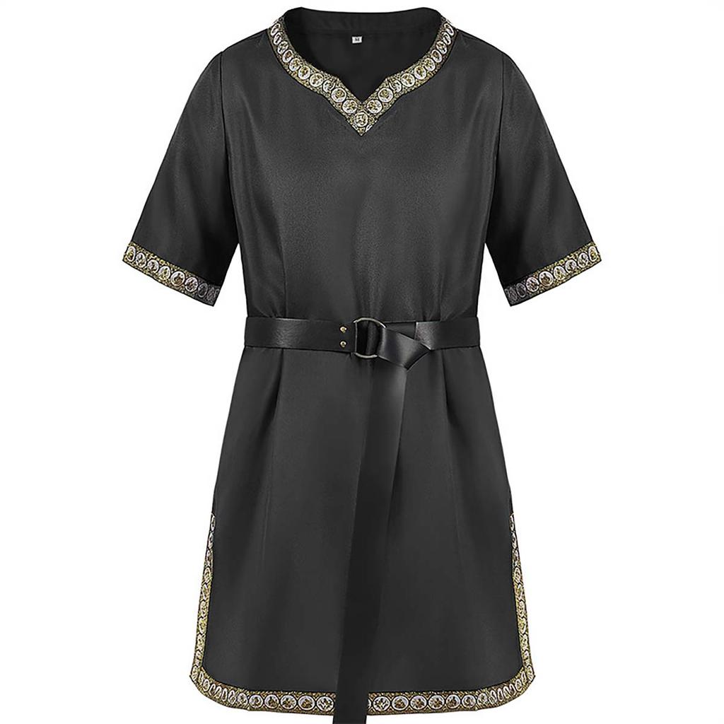 Herren Mittelalter Kostüm Wikinger Tunika Ritter Krieger Renaissance Hemden Mit Gürtel MDEC-020