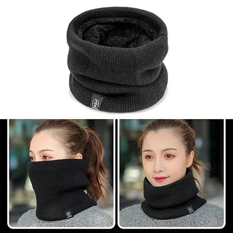 Full Face Mask Snood Warm Winter Ring Scarf Women Men Unisex Solid Plus Velvet Knitted Neck Scarves Bufanda Muffler