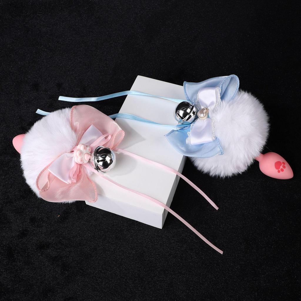 Silicone Rabbit Tail Butt Plug with Bowknot – Cute SM Erotic Toy for Adults