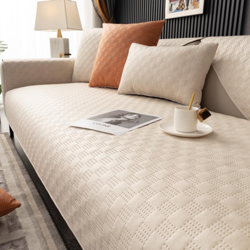 Sofa Cushion, Four-season Universal Technology Cloth, Modern High-end Light Luxury Waterproof and Non-slip Cushion, Non-stick Fur Seat Cushion Cover