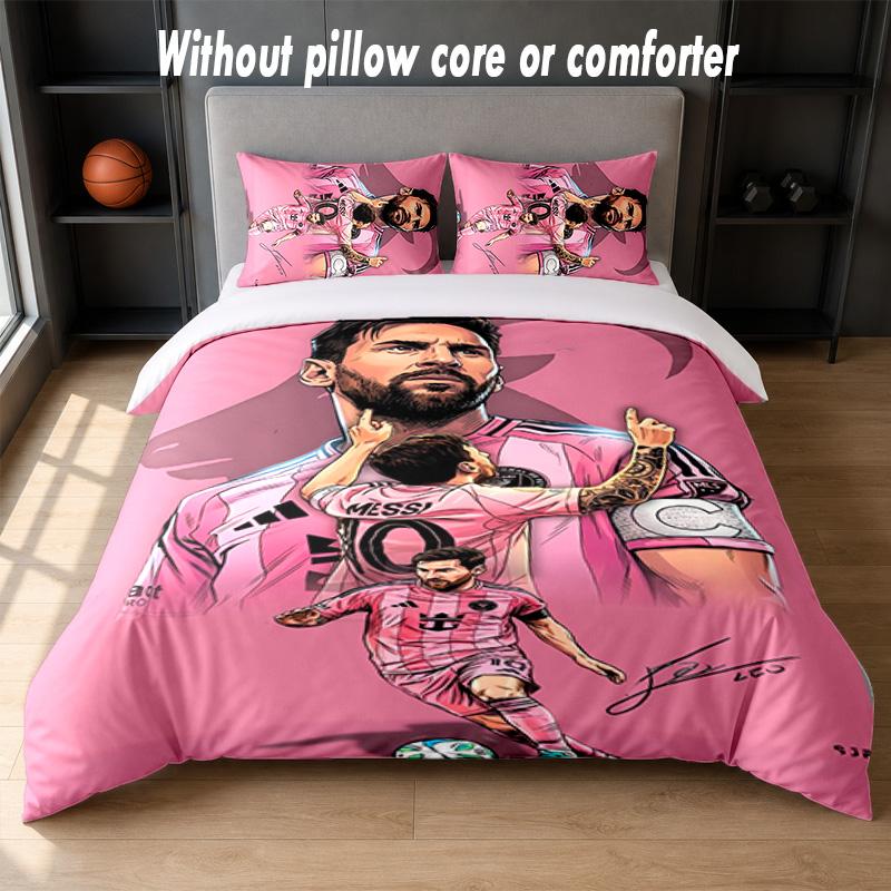 Set Biancheria da Letto Design Lionel Messi 1 Copripiumino + 2 Federe Morbido Traspirante Biancheria da Letto per la Casa
