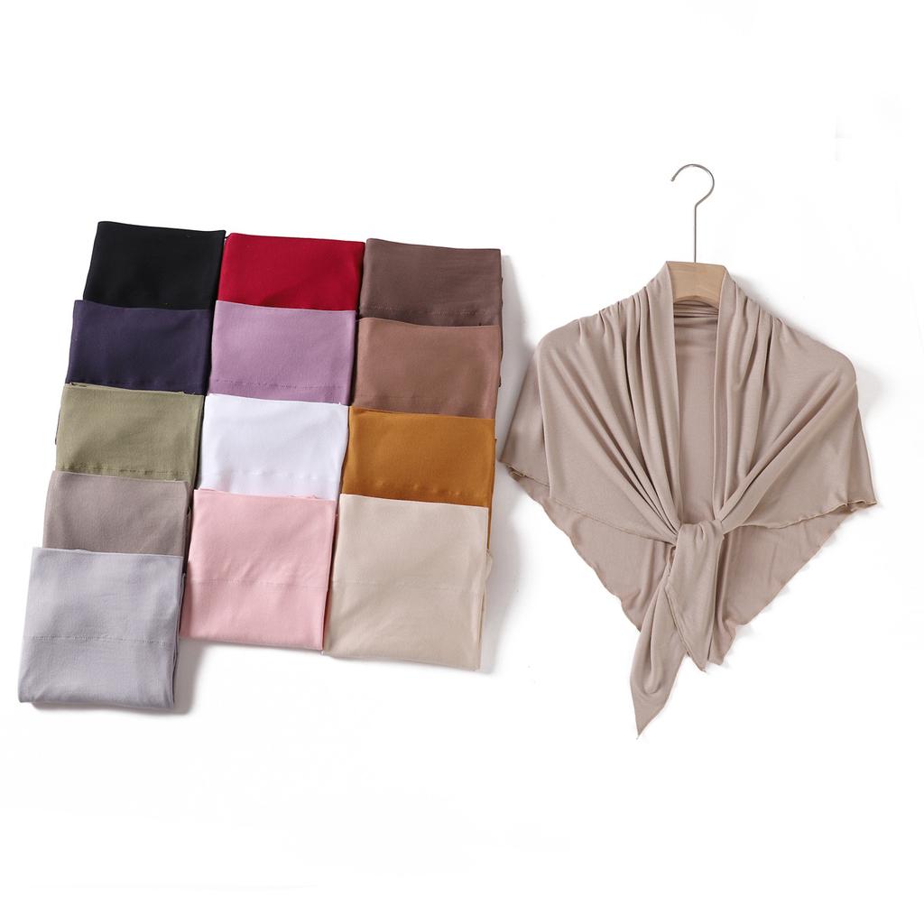 Premium Triangle Jersey Hijabs for Women Solid Muslim Scarves Turban Elastic Bandana Arab Headscarf Khimar Wraps Saudi Hijabs