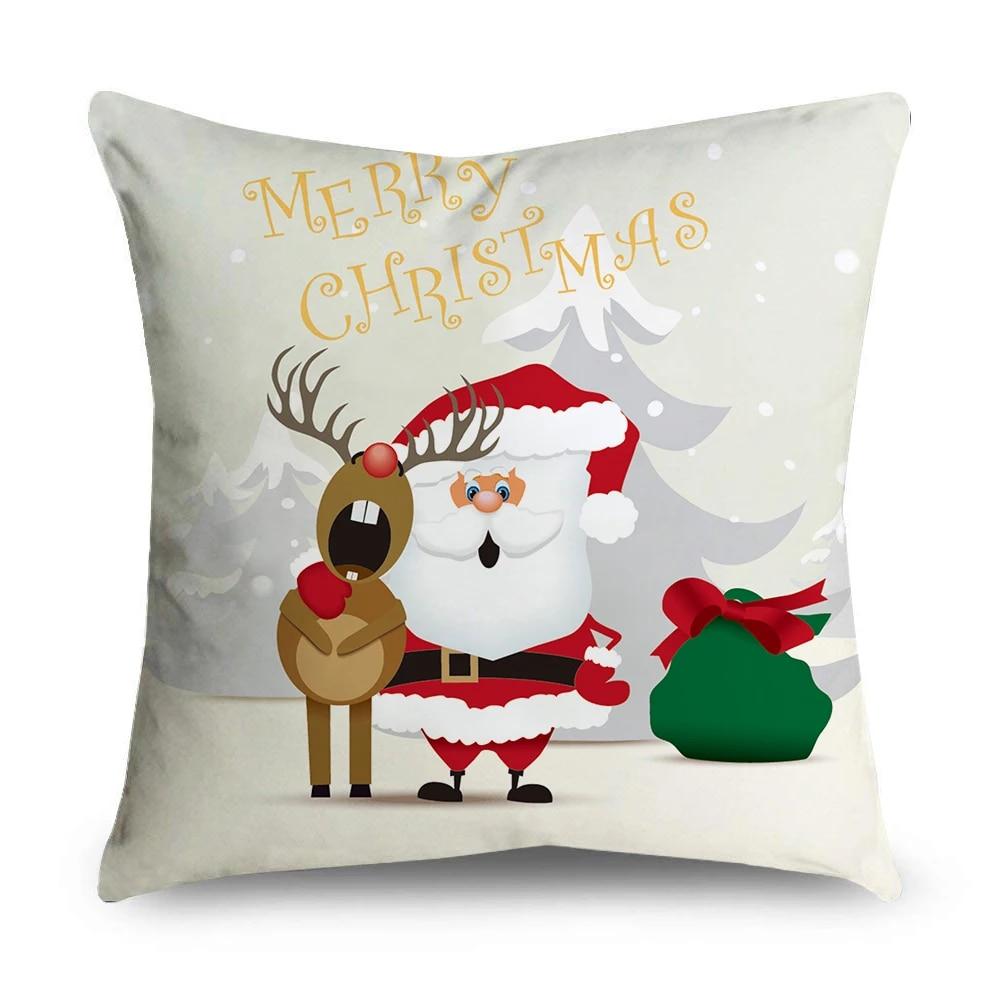 Christmas Pillowcase Animal Moose Sleigh Wreath Santa Claus Snowman Christmas Decoration Office Sofa Bed Car Throw Pillowcase