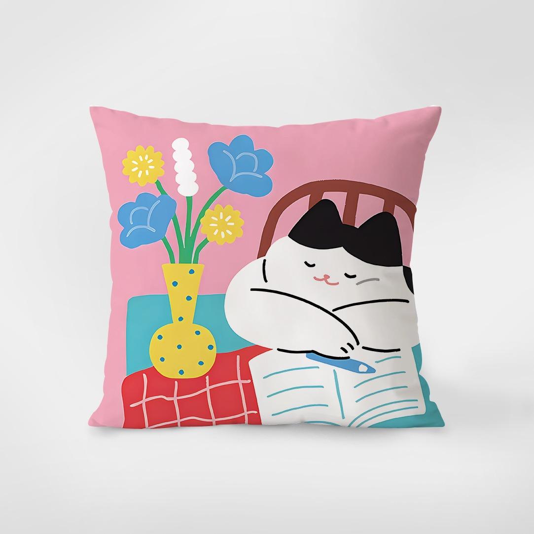 Cartoon Cat Pillowcase Interior Decoration Office Living Room Home Pillowcase 40x40cm