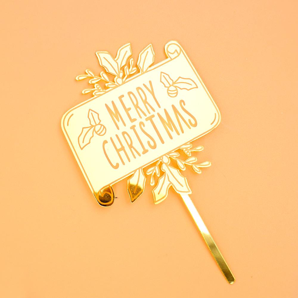 2023 New Merry Christmas Acrylic Cake Toppers Decoration for Baking Party Supplies Acrylic Merrry Christmas Cake Toppers