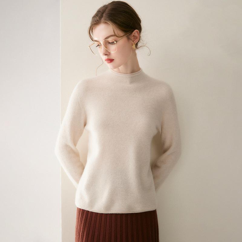 2026 Le Kasha Women's Cashmere Pullover: 12 Gauge, Rolled Hem