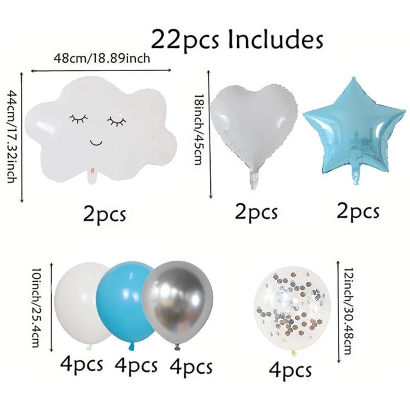 

Набор из 22 шт. воздушных шаров для детского праздника Smile White Cloud, 18 дюймов, фольгированные шары в форме звезды и сердца, серебряные шары с конфетти, украшение для дня рождения, свадьбы Other