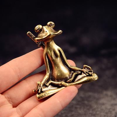 Zenová žába Kadidelnice Ornament Retro Měděná Zvířecí Socha Meditační Soška Držák na Kadidlo Stolní Dekorace
