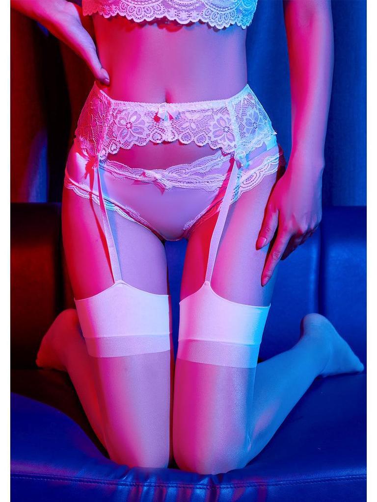 Black Silk Lace Ultra-Thin Garter Stockings - Sexy Over-the-Knee In Mood Red or White