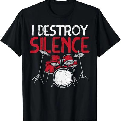 I Destroy Silence Drums Drumming Drummer Percussionist Gift T-Shirt