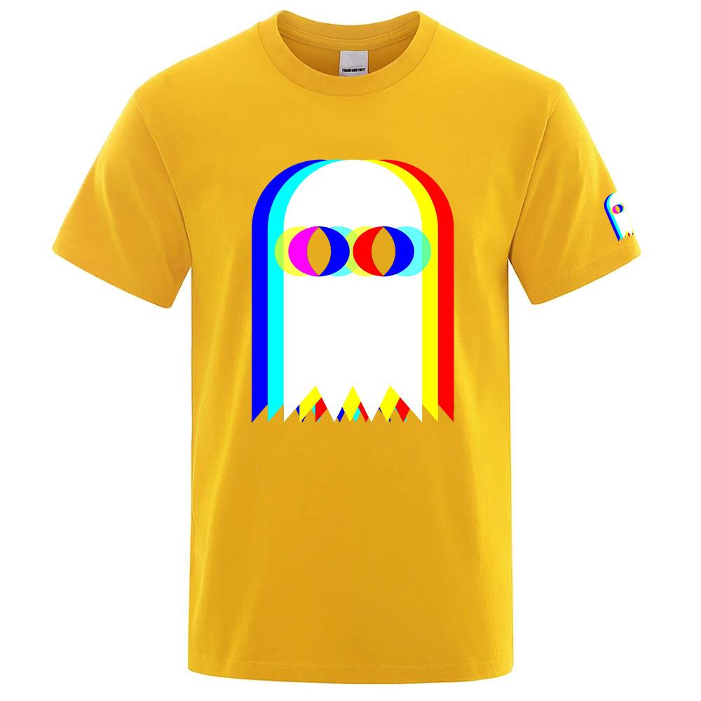 Funny Ghost Psychedelic Vaporwave Halloween Edm Music Fashion Brand Premium Round Neck Short Sleeve Solid Color Tshirt