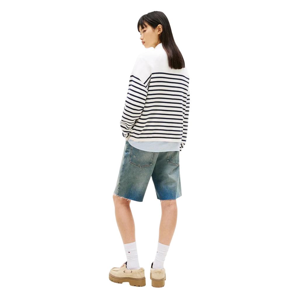 Tommy Jeans Womens/Ladies Striped Ribbed Crew Neck Sweatshirt