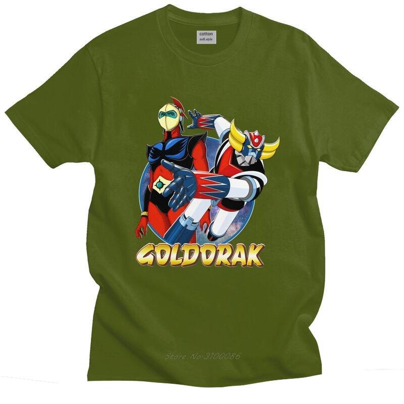 UFO Robot Goldorak Grendizer T Shirt Men Cotton Tshirt Urban Tees Short Sleeved Actarus Goldrake Anime T-shirts Fitted Clothing
