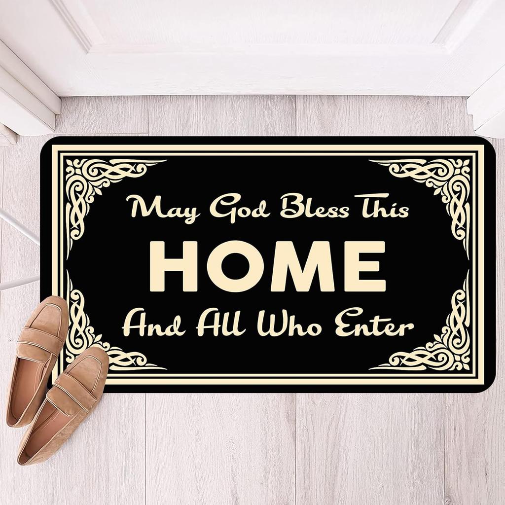 May God Bless This HOME Doormat Outdoor Non-Slip Kitchen Floor Mat Garage Welcome Door Mat Rubber Carpet Outside