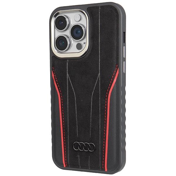 Audi Genuine Leather Magsafe Iphone 14 Pro 6.1 Czarno-Czerwony/Black-Red Hardcase Au-Tpupcmip14P-R8/D3-Rd