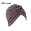 Solid Color Women Elastic Cotton Fold Turban Hat Soft Bonnet Muslim Hijab Ladies Head Wrap Warm Beanies Chemo Hat