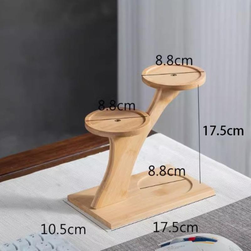 

1 шт. 2-ярусная бамбуковая подставка, бамбуковая полка для дома/офиса, компактный дизайн, идеально подходит для домашнего и офисного рабочего стола и декора балкона