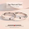 Sun and Moon Adjustable Sterling Silver Couple Rings for Men and Women