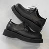 Black Platform Derby Shoes, New Niche Heightening Casual Leather Shoes, British Commuter Big Head Shoes