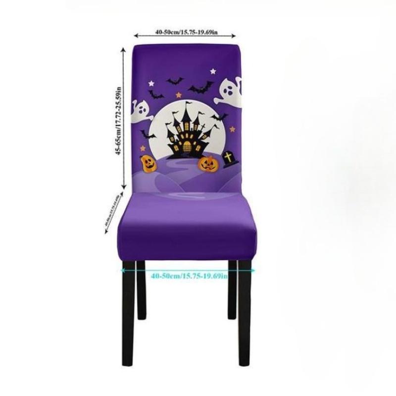 Halloween Chair Cover Milk-Silk Fabric Decorative Soft Elastic Printed Chair Cover Hotel Event Home Universal Seat Protector