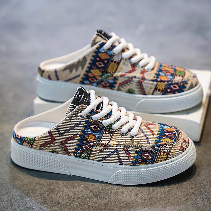 Summer Men Half Slippers Breathable Lightweight Man Casual Shoes Comfortable Walking Sneakers Non-slip Flats Lazy Shoes