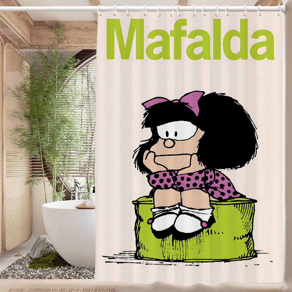 Cartoon Mafalda Bathroom Shower Curtain Shielding Partition Shower Curtain Quick Dry Can Be Scrubable Light Opaque Bath