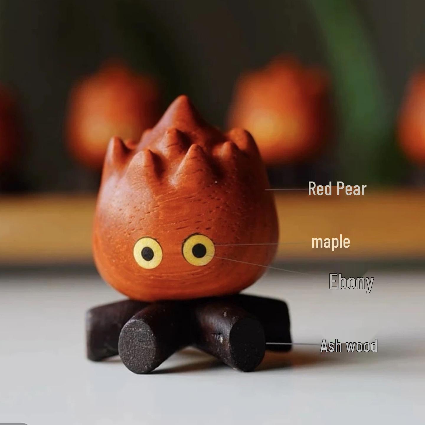 

Fireman Xifa Flame Wood Carving: Cartoon Magnetic Sticker Desktop Decoration