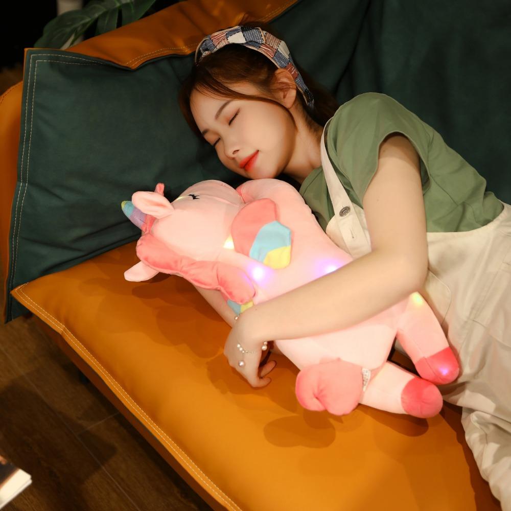 50CM Cute Glowing LED Light Unicorn Plush Toys Lovely Luminous Animal Unicorn Pillow Stuffed Dolls for Children Kids Xmas Gifts