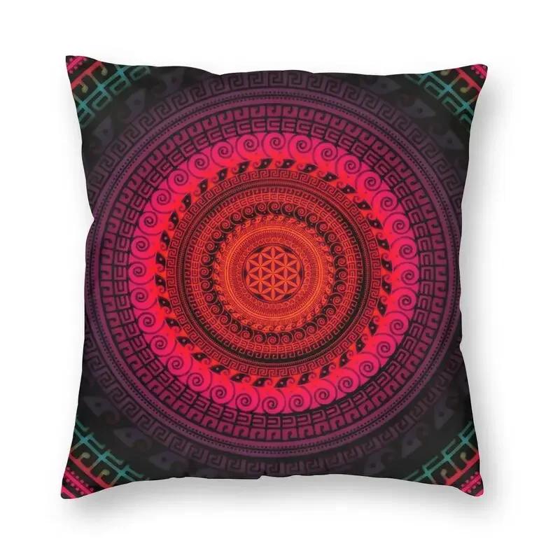 Flower Of Life Golden Light Energy Cushion Cover 40X40 Decoration 3D Print Geometric Mandala Throw Pillow For Car Two Side