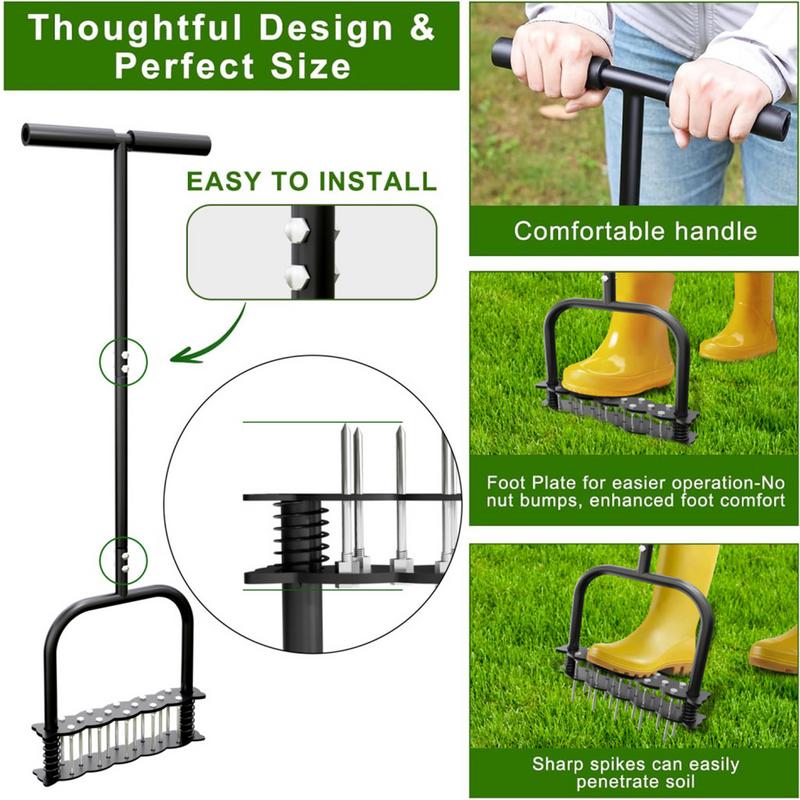 Lawn Aerator 14 Iron Spikes Manual Lawn Aerators Lawn Air Aerator Tool Gardening Hand Tools For Yard Lawn Aeration