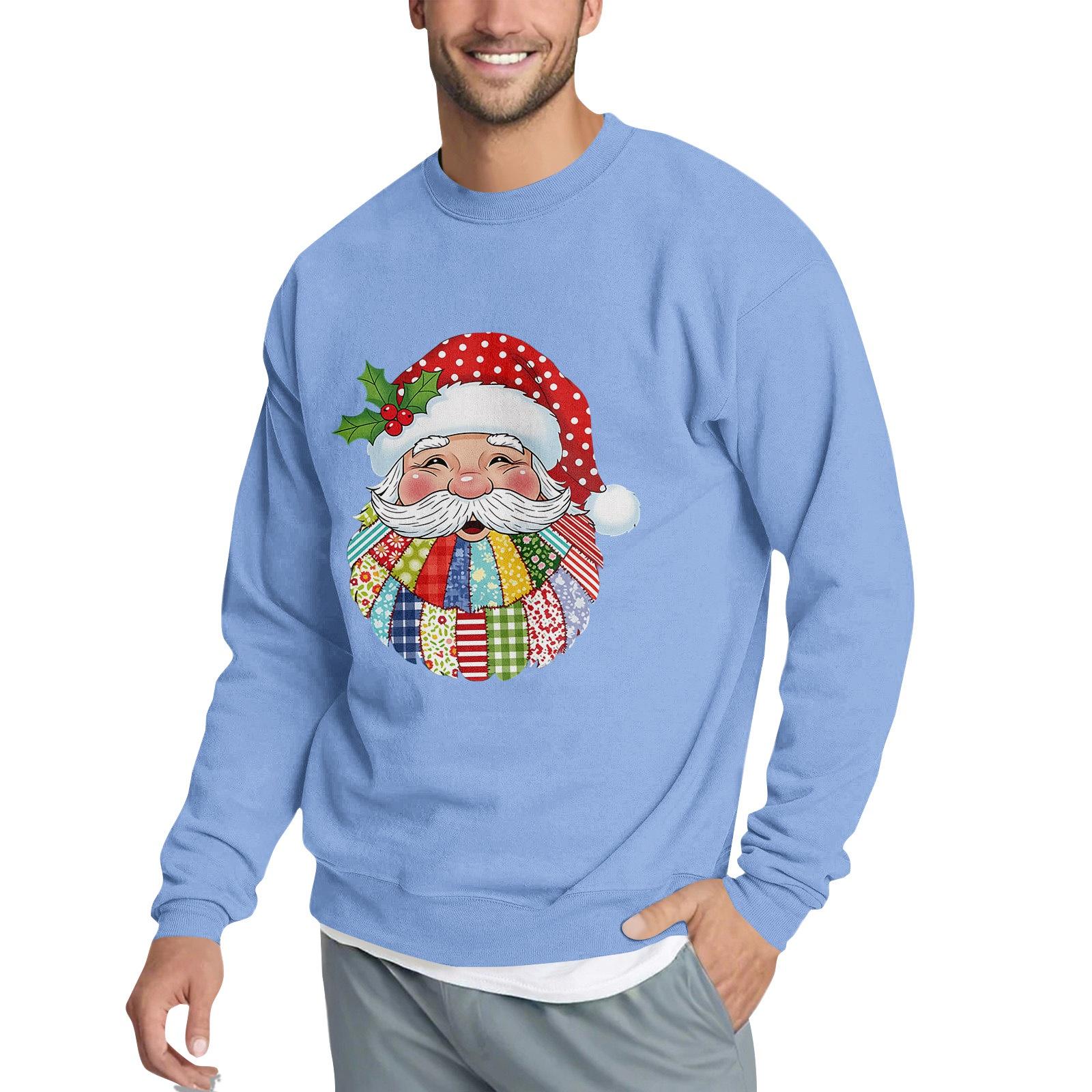 

Christmas Print Loose Fit Round Neck Sweatshirt For Men L