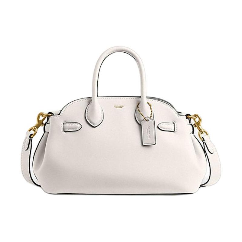 

COACH Empire Carryall 26 Logo Removable Shoulder Strap Calf Leather Shoulder Crossbody Tote Medium Women s Chalk White білий