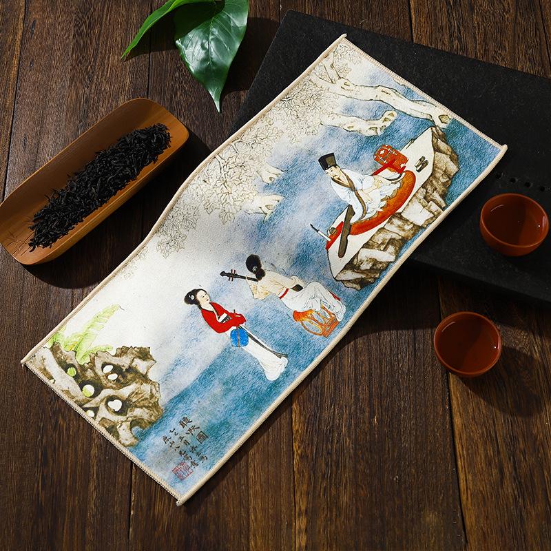 Suede Flannel Lint-Free Absorbent Tea Towel - Ancient Style, High-Grade, Multi-functional Design