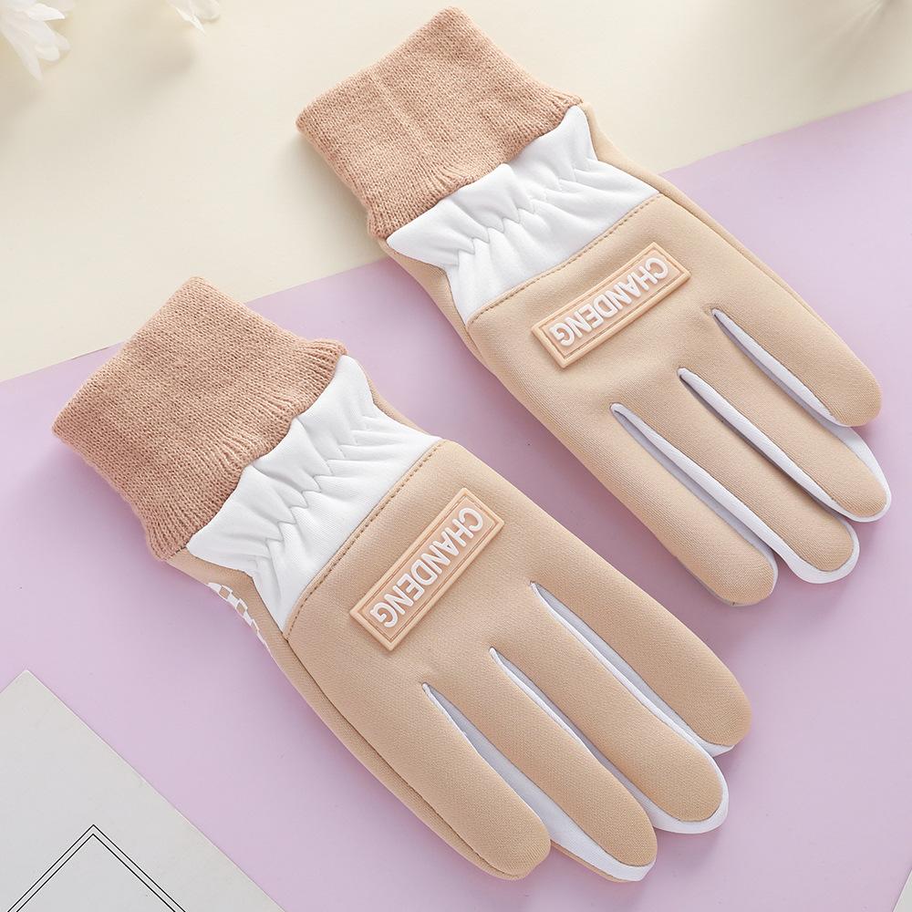 Fleece Gloves for Women In Autumn and Winter Warm Riding and Cold Driving Cute Touch Screen Waterproof Winter Outdoor Warm Gloves