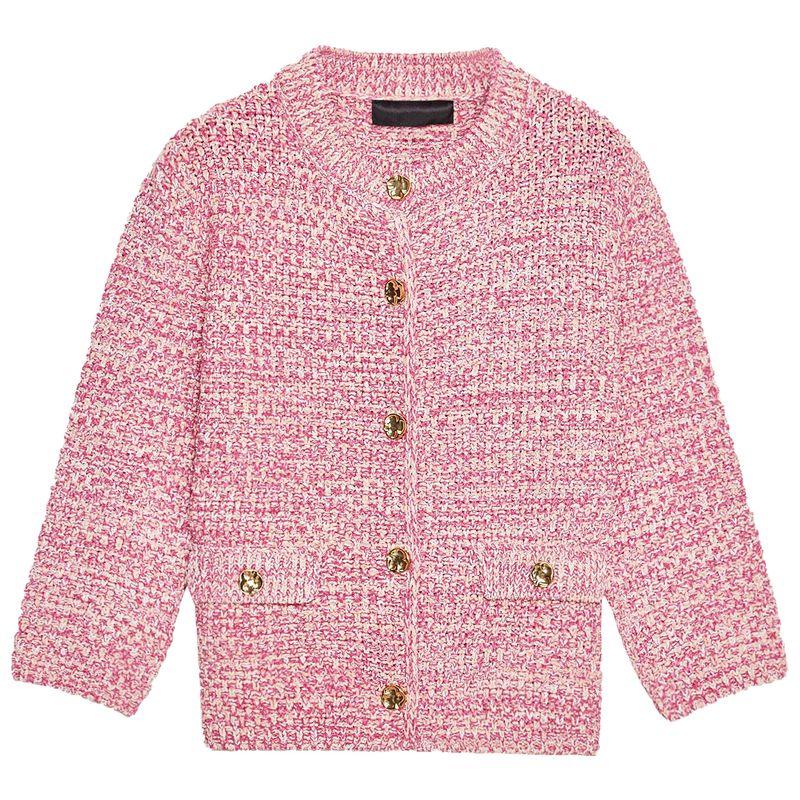 Zaprha 2025 Fall New Fashion Casual Pink 3/4 Sleeve Knitting Cardigan Short Coat Female 6427041