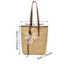 Bohemian Style Rainbow Woven Handbag with Flower Pendant Summer Bucket Bag  Shopping