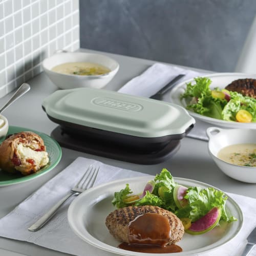 Toffy Microwave Grill Dish K-MW6 - Simply place in the microwave for time-saving cooking. 5-in-1 unit for browning, reheating, baking, frying, steamin