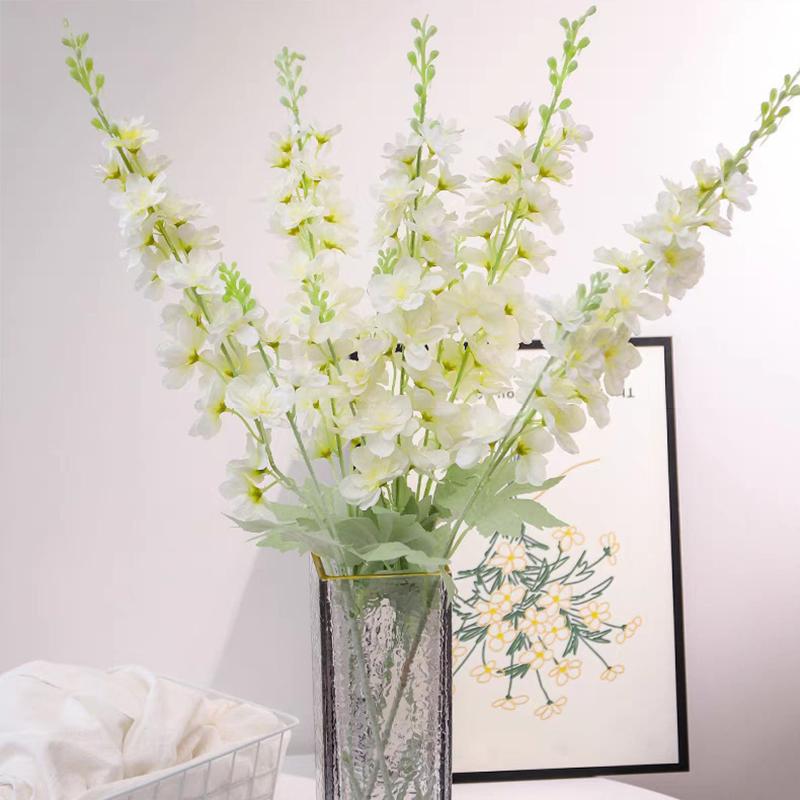 2 Główki 50cm Sztuczny Flokowany Kwiat Ostróżki Dekoracja Ślubna Domowa Fetionzi Sztuczny Dekor Rekwizyty Fotograficzne Sztuczny Kwiat