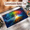 Tree of Life Theme Soft Crystal Velvet Rug Custom Name & Text Print Non Slip Floor Rug for Bedroom Living Room