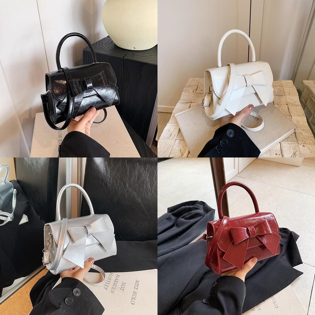Versatile Pu Material Bowknot Handbag Modern Small Square Shoulder Bag For Women