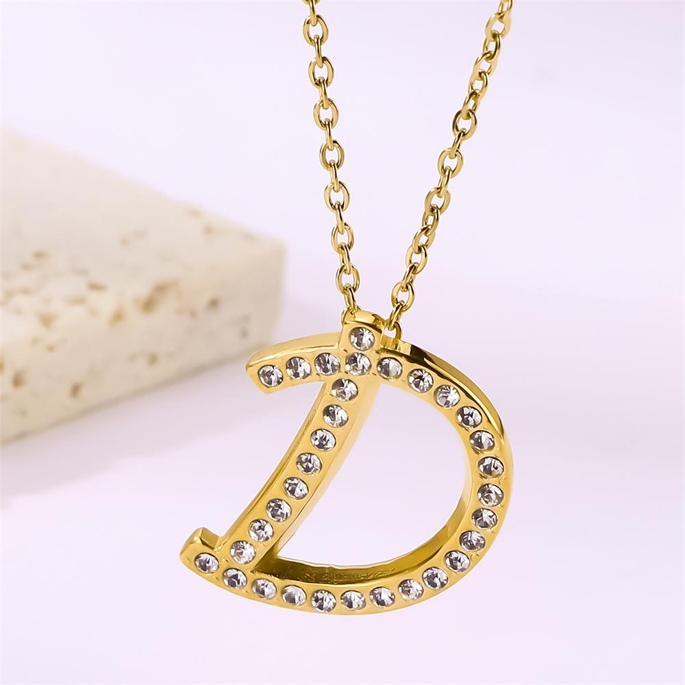Atoztide Zircon Letter Pendant Necklace for Women Men Full Stone Alphabet Initial Name Monogram Charm Necklace Jewelry Gift