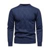 2026 New Men'S Casual Sweater Round Neck Long Sleeve Knitted Sweater Diamond Pattern Fashion Versatile Top