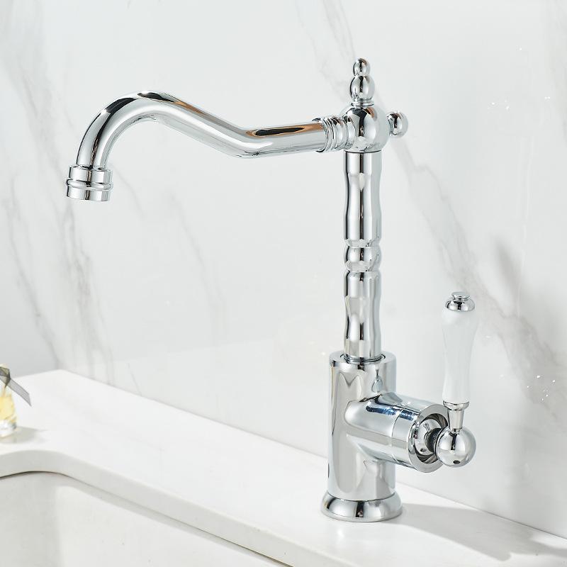 Baterii Lavabo Alamă Antică Cromată Baterii Monocomandă Baterii cu Rotire 360 Baterie Bucătărie Baterii Mixer Bucătărie Aurii