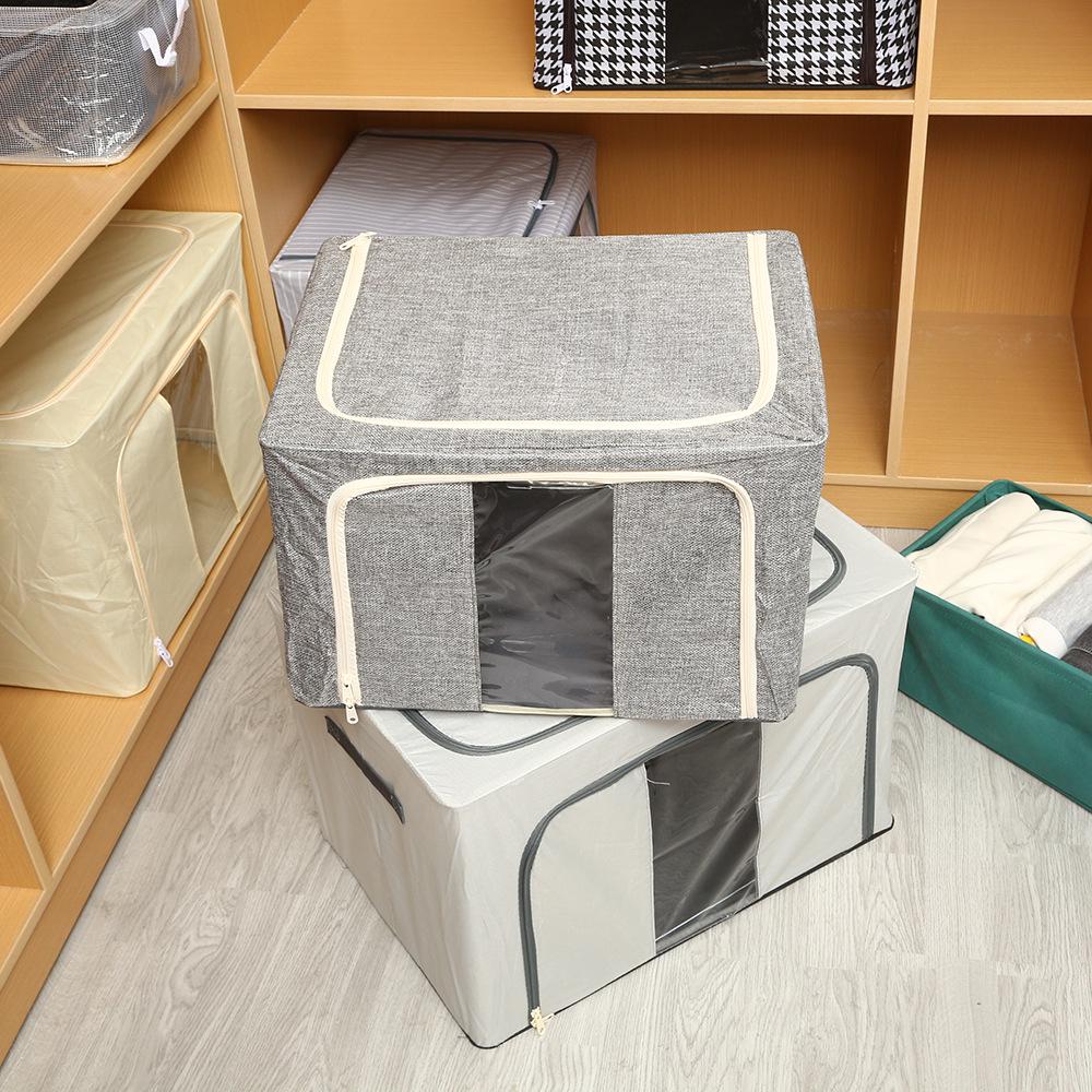 Steel Frame Oxford Cloth Foldable Storage Box - Moisture-Proof, Large Capacity for Clothes & Home Organization