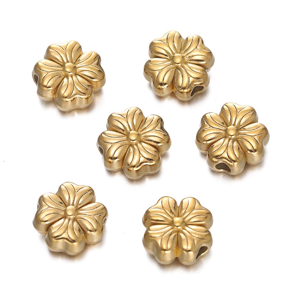 Stainless Steel Flower Beads, Perforated Six-valve Flower Septum Beads DIY Jewelry Accessories