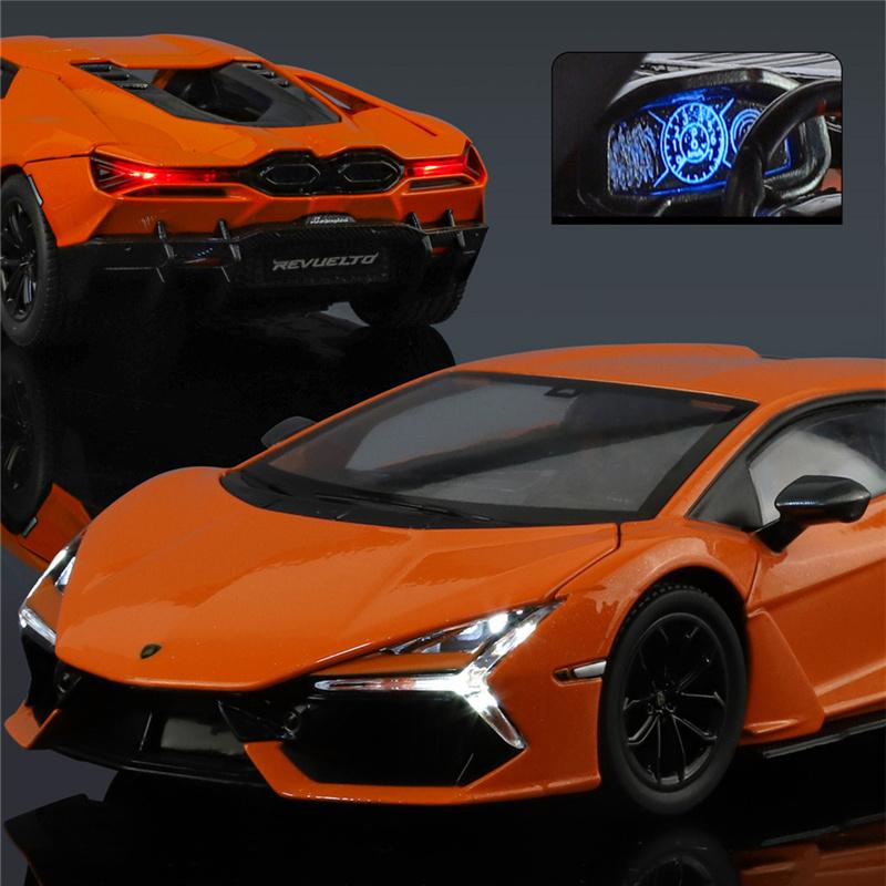 1:24 Lamborghini Revuelto Alloy Sports Car Model Diecasts Metal Track Super Racing Vehicles Car Model Sound and Light Kids Gifts