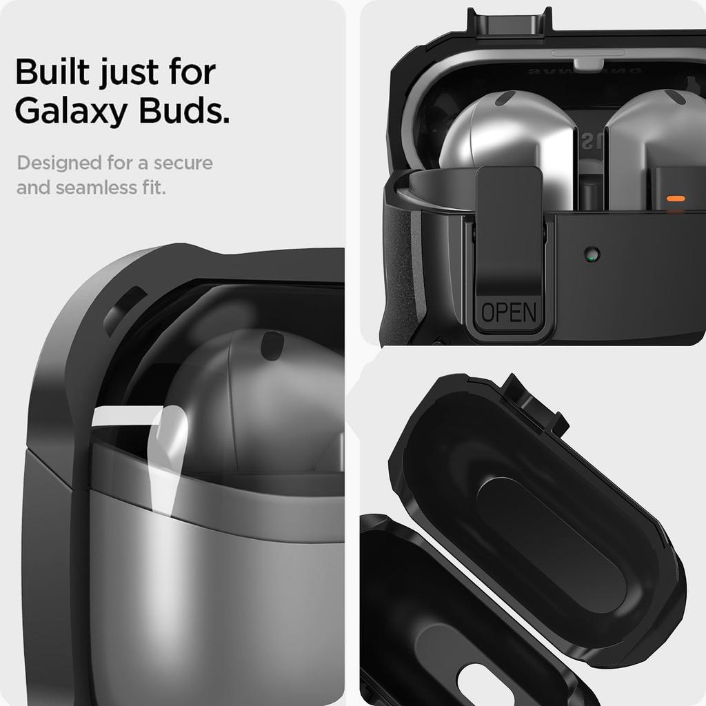 For Samsung Galaxy Buds 3 Pro/Buds 3 Case Cover with Secure Lock Clip Shockproof Protective Case with Carabiner & Cleaning kit