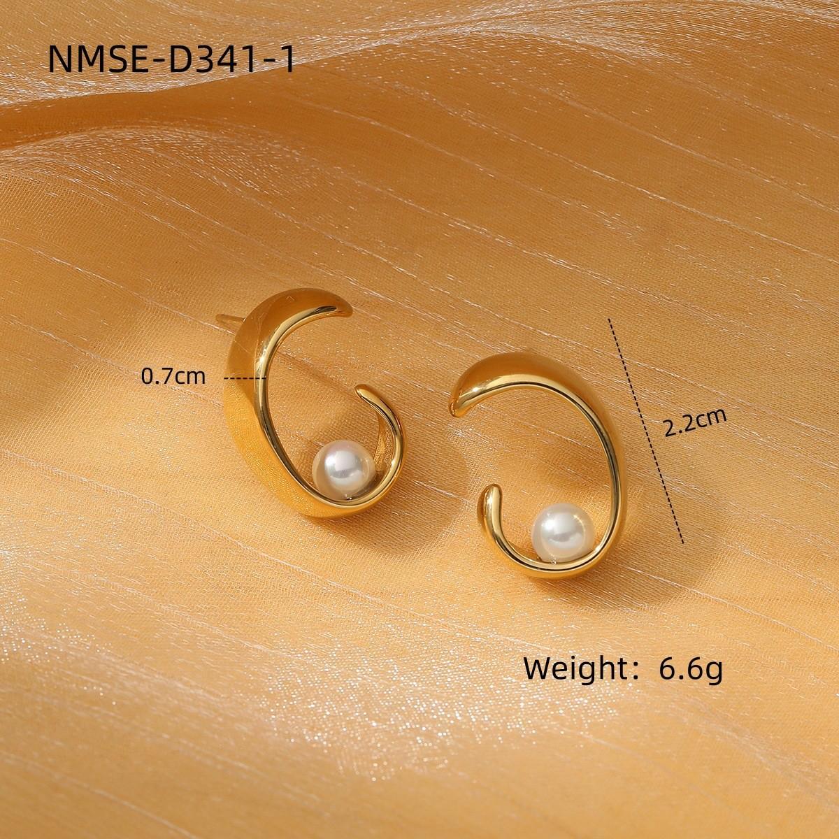 GEMCHIC Women s Gold Crescent Moon Pearl Stainless Steel Earrings Fashion Irregular Design Studs