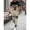 Men'S Short Sleeve Long Pants Set | Round Neck T-Shirt and Comfortable Long Pants, Casual Style with Slight Stretch Fabric, Outdoor Wear